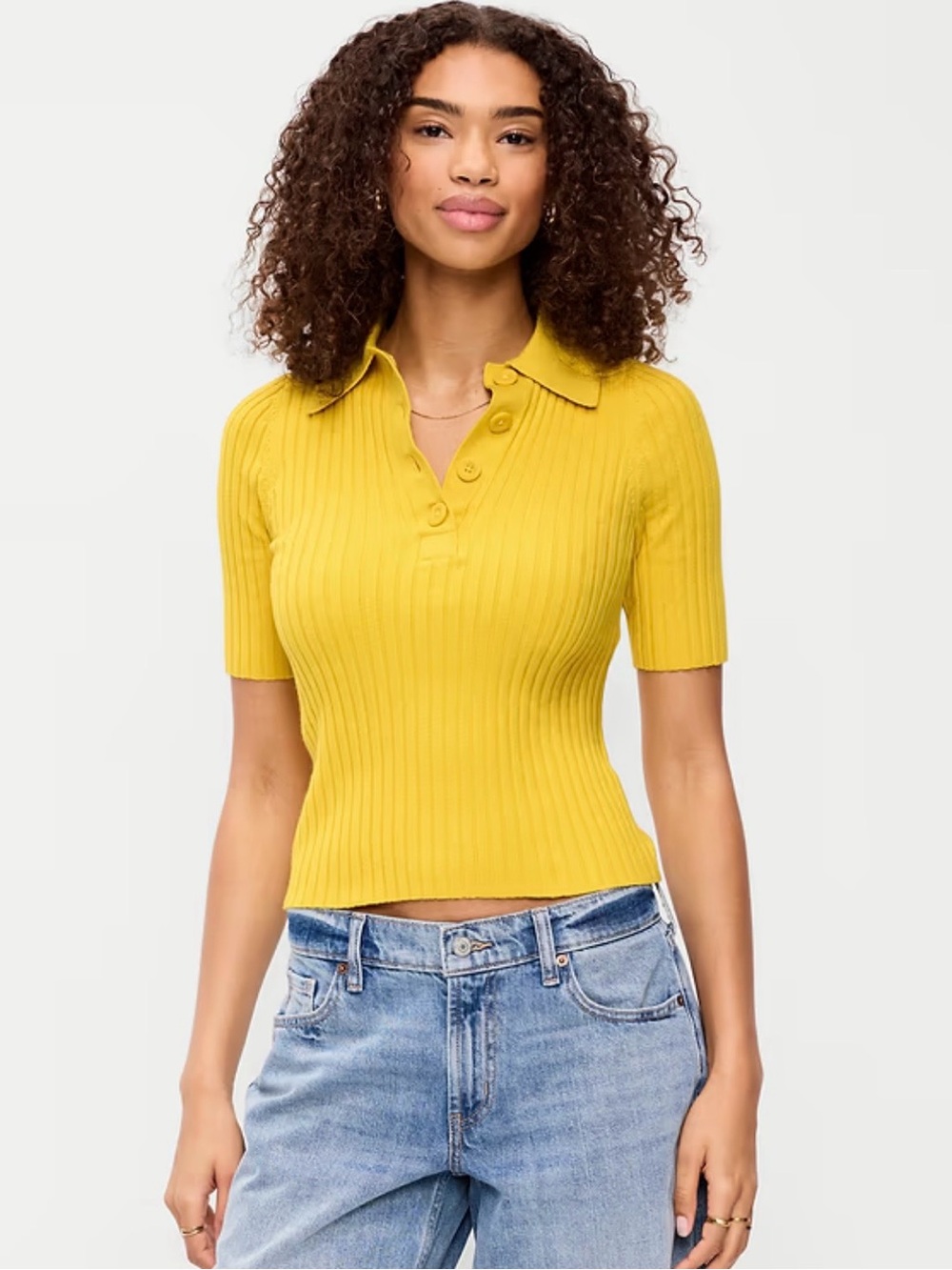 Short sleeved ribbed polo